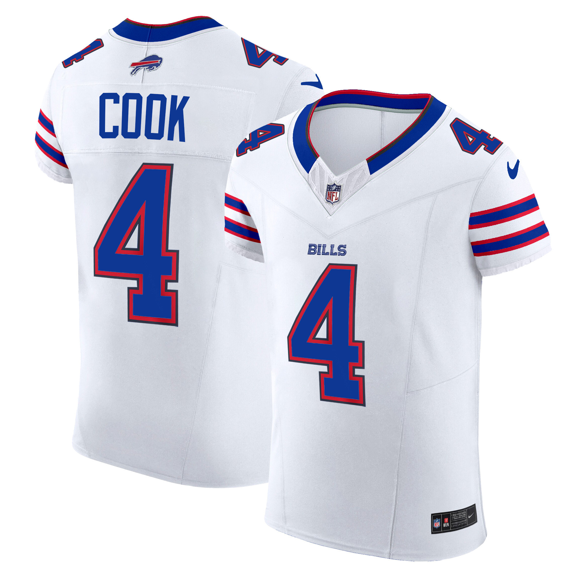 James Cook Men's Buffalo Bills Vapor Elite White Jersey - All Stitched 