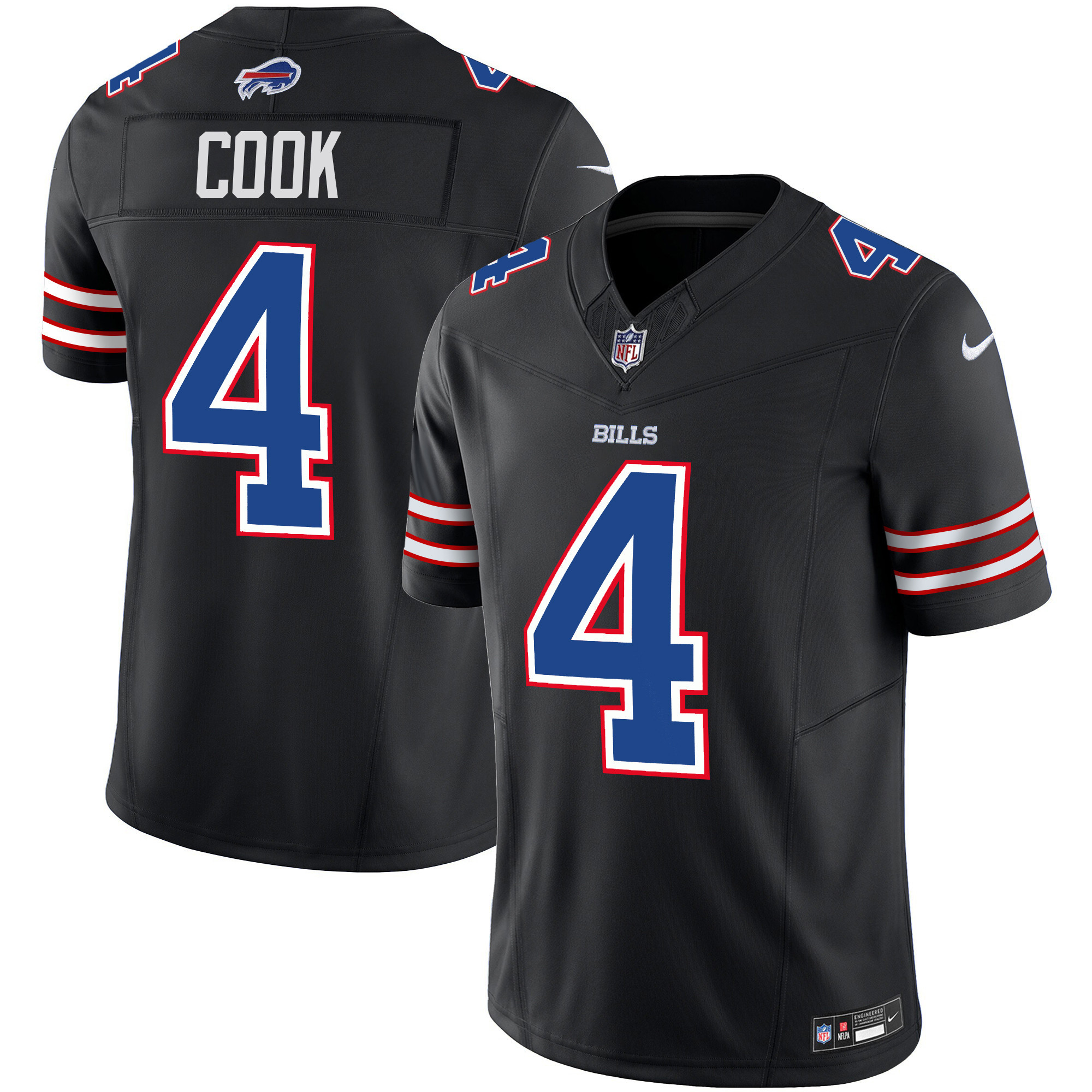 James Cook Men's Buffalo Bills Vapor Limited Black Jersey - All Stitched 