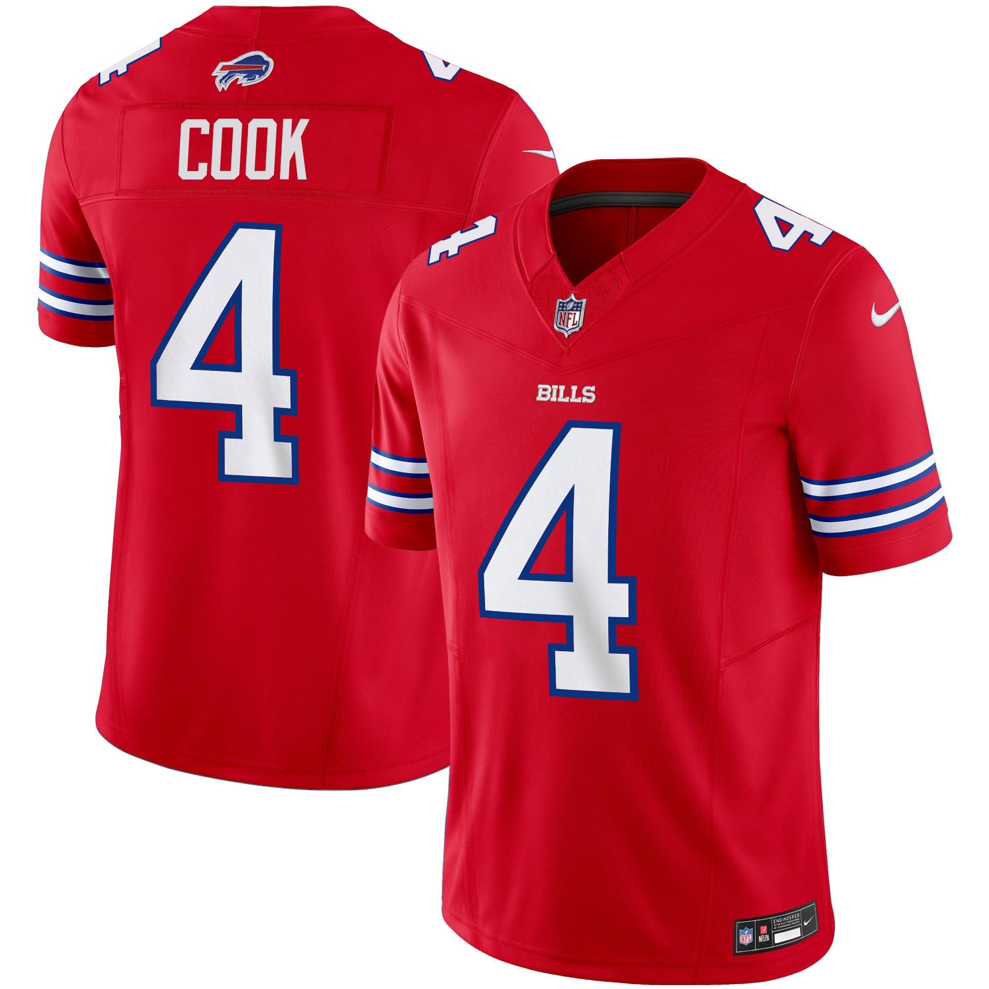 James Cook Men's Buffalo Bills Vapor Limited Red Jersey - All Stitched 