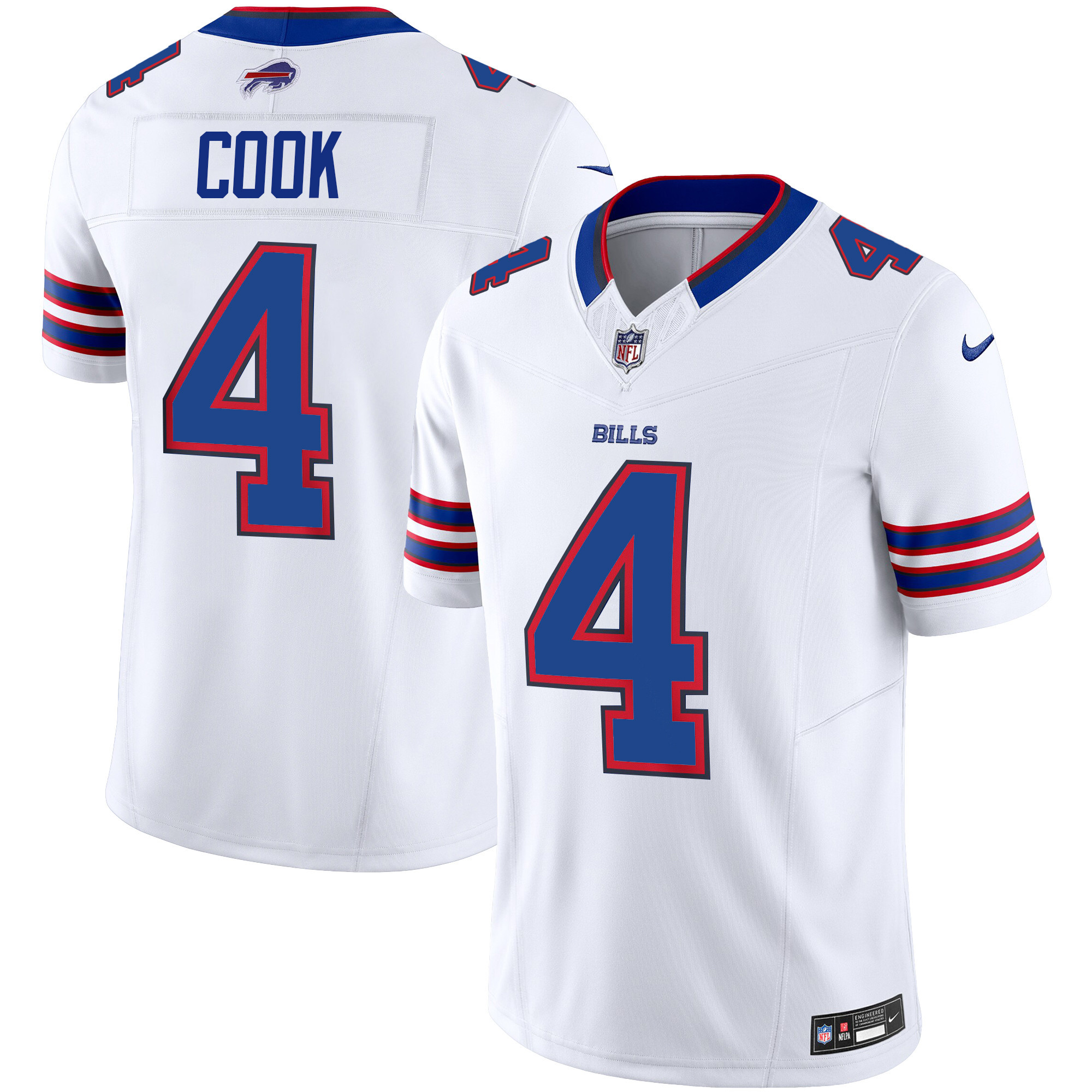 James Cook Men's Buffalo Bills Vapor Limited White Jersey - All Stitched 