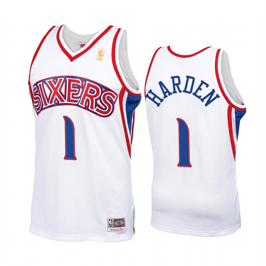 James Harden 1 Philadelphia 76ers Hardwood Classics White Jersey 2022 Trade