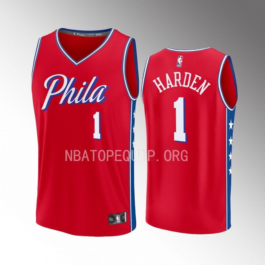 James Harden 76ers #1 Red Jersey Fast Break Fast Break Player 2022-23 Statement Edition