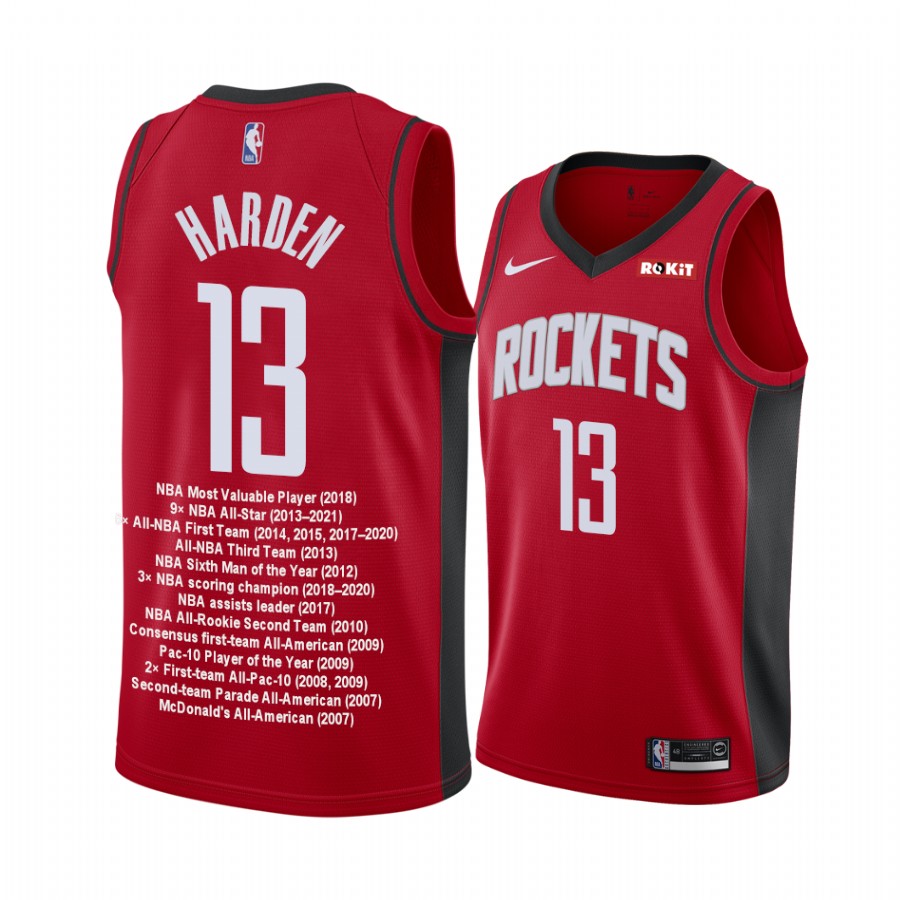 James Harden Career Awards Rockets Red Jersey Special Edition