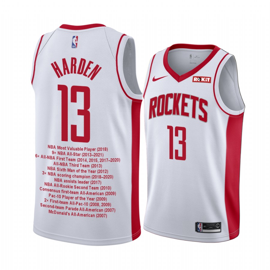 James Harden Career Awards Rockets White Jersey Limited Edition