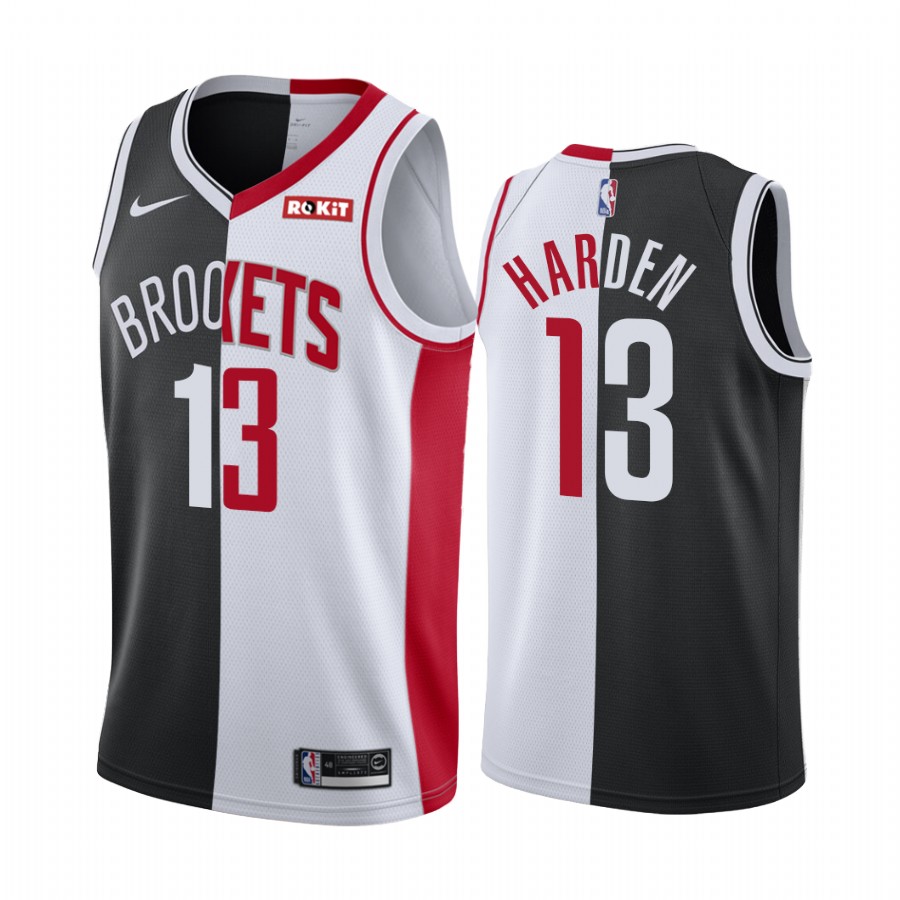 James Harden Nets Rockets MVP Split Limited Black White Jersey Past and Present