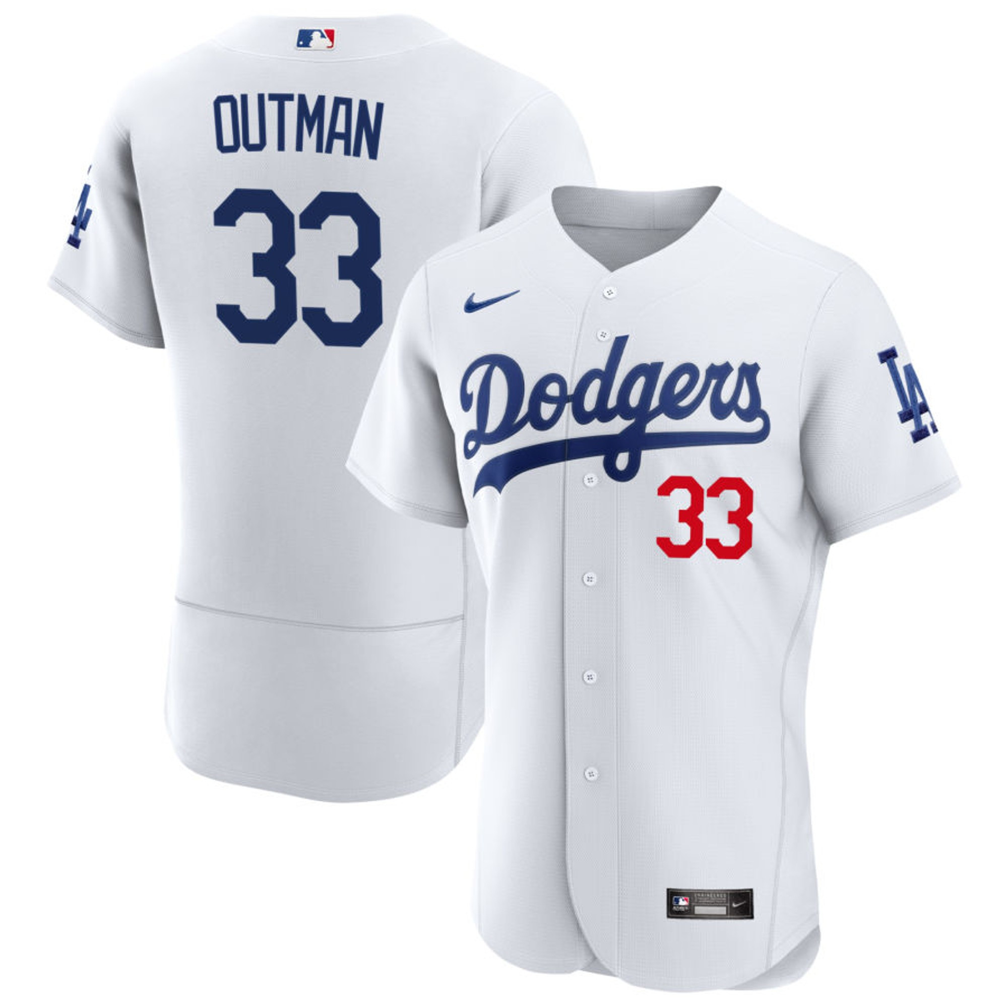James Outman Los Angeles Dodgers White Flex Base Jersey - All Stitched