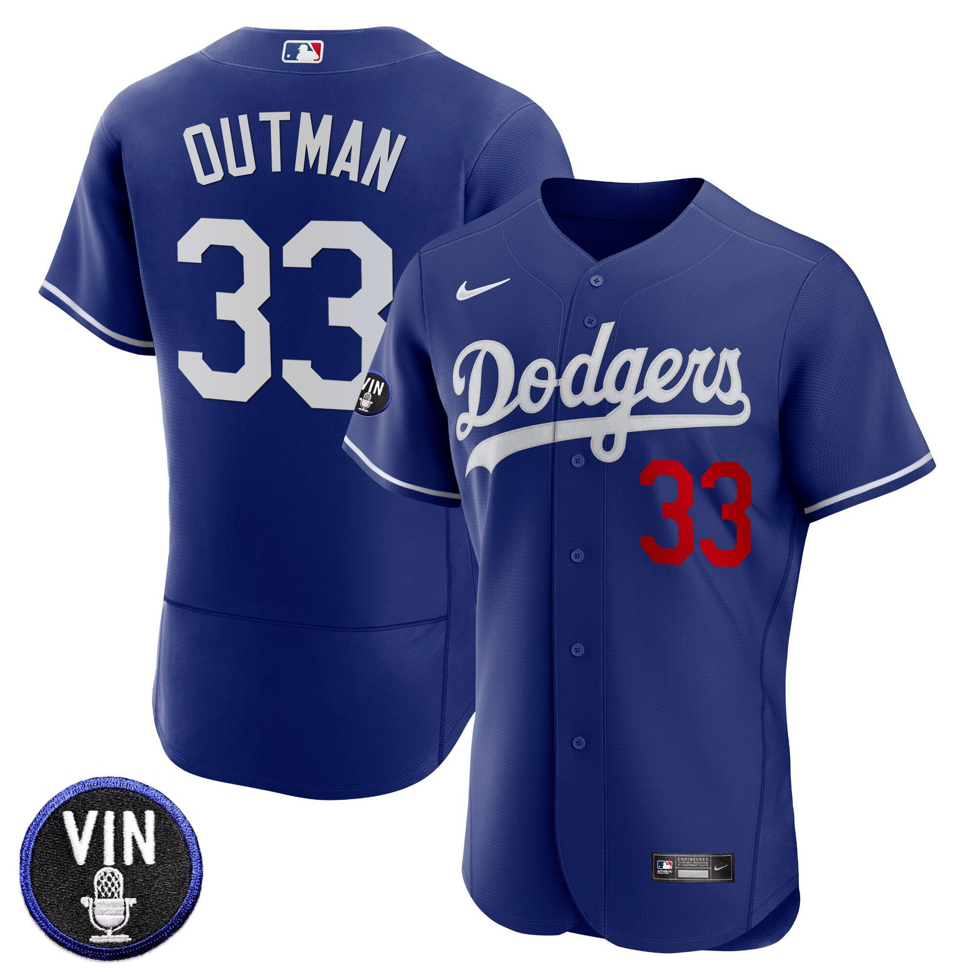 James Outman Men's Los Angeles Dodgers Vin Scully Patch Flex Base Royal Jersey - All Stitched