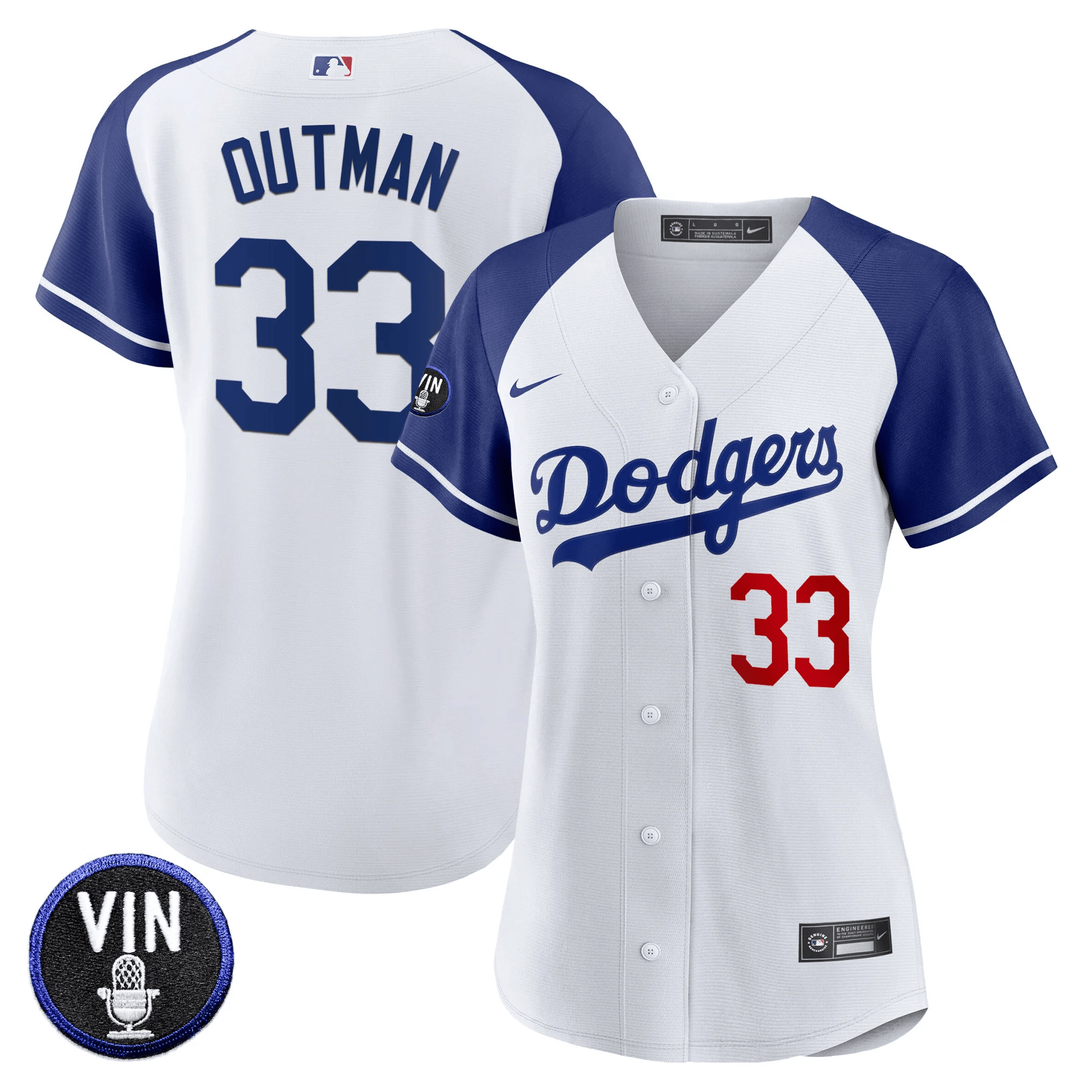 James Outman Women's Los Angeles Dodgers Vin Scully Patch Alternate White Jersey - All Stitched