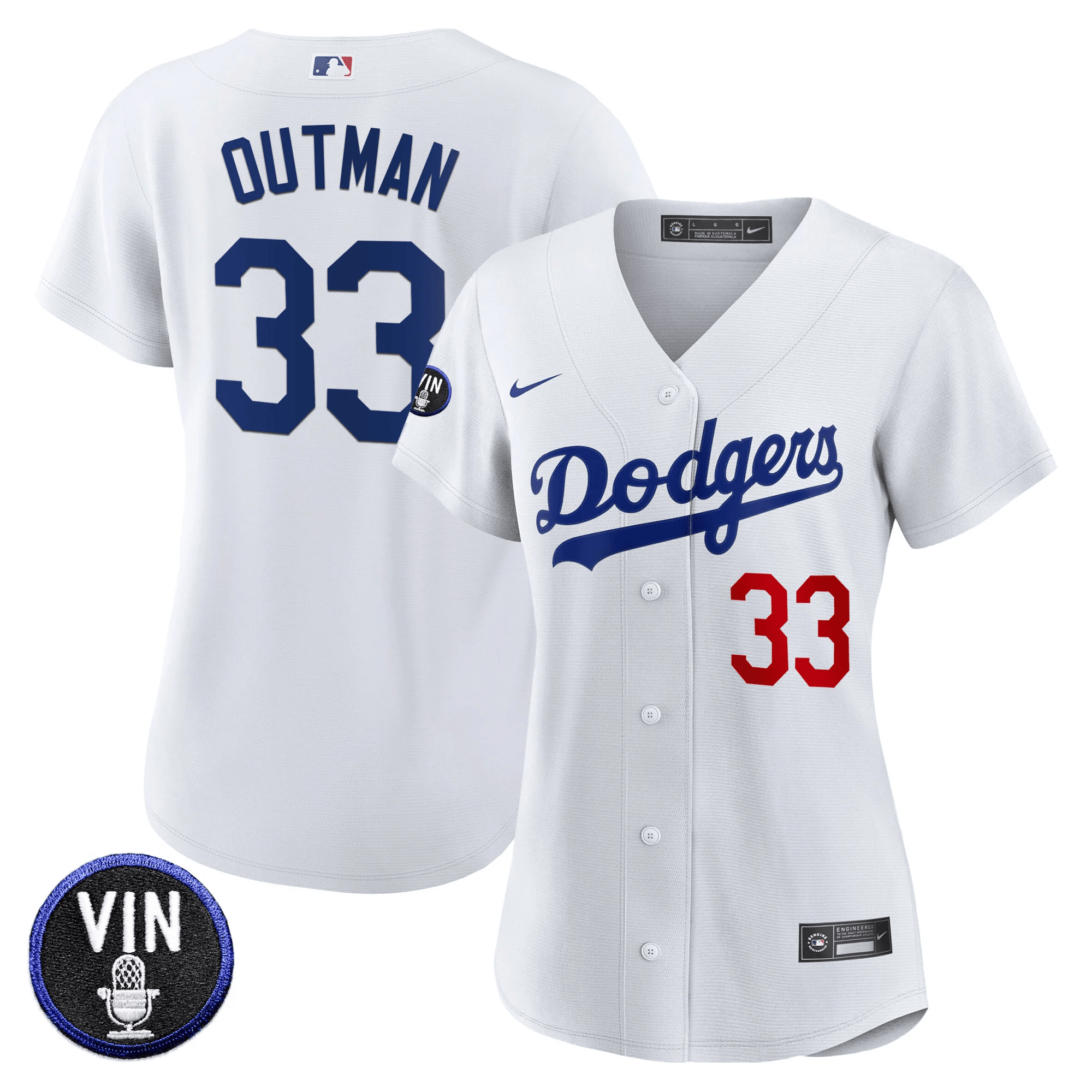James Outman Women's Los Angeles Dodgers Vin Scully Patch White Jersey - All Stitched