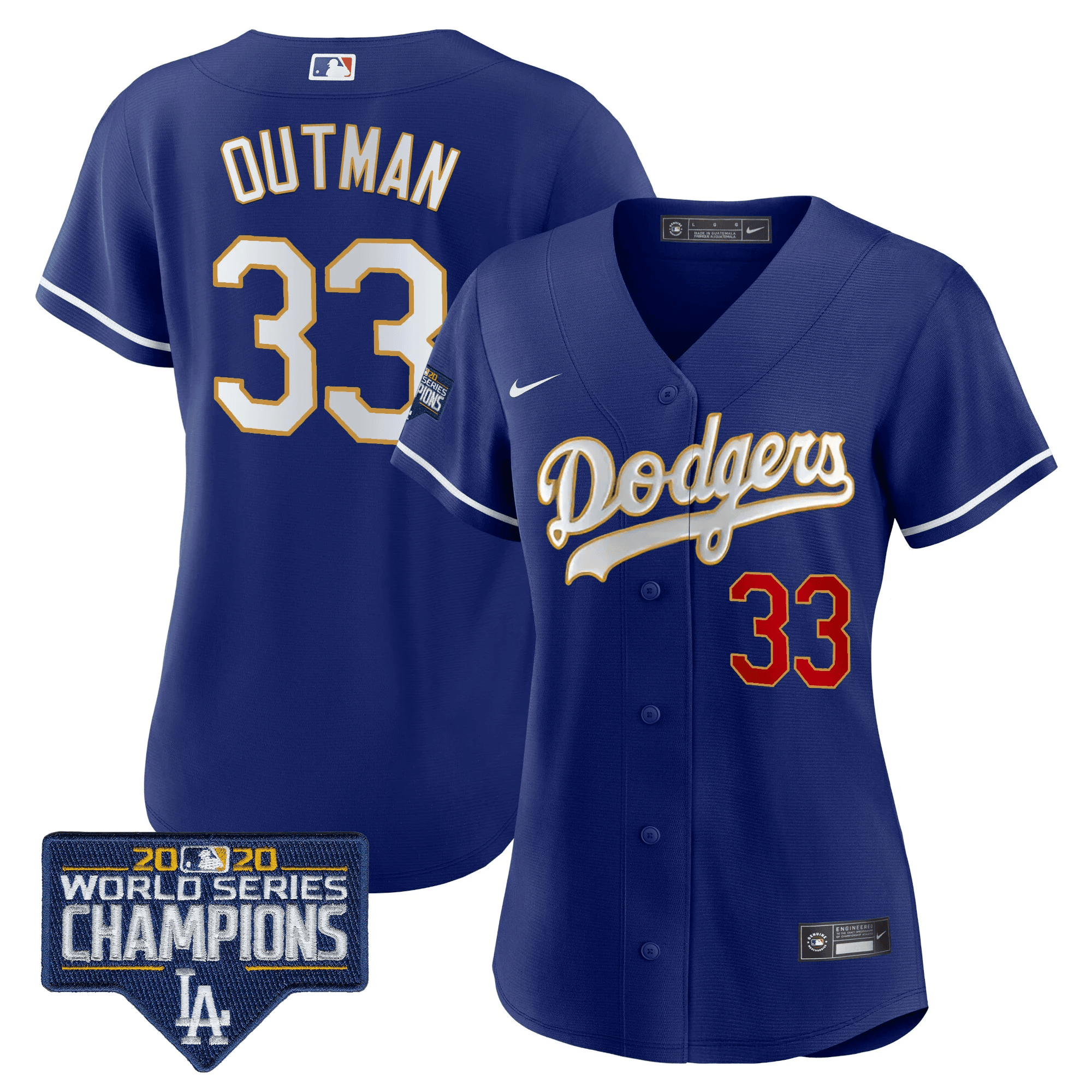 James Outman Women's Los Angeles Dodgers World Series Champions Patch Gold Trim Royal Jersey - All Stitched