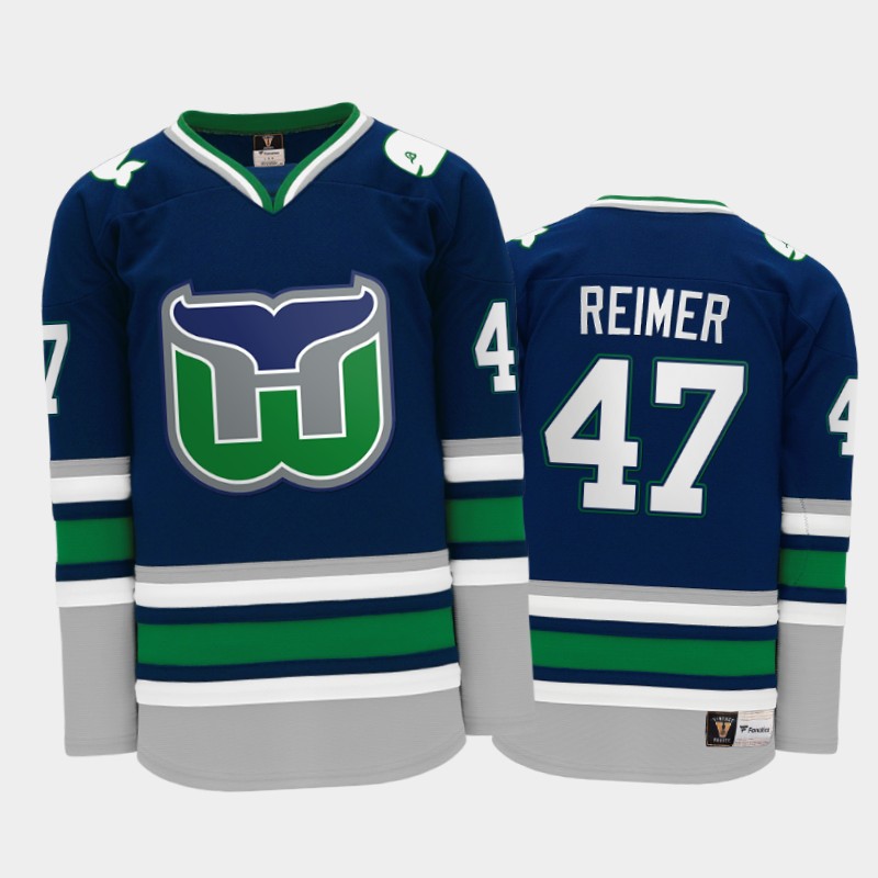 James Reimer #47 Hartford Whalers Throwback Heritage Navy Jersey