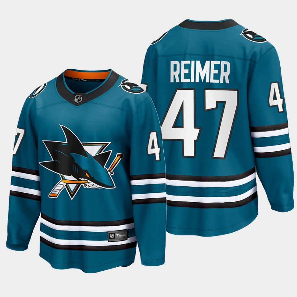 James Reimer 47 San Jose Sharks 2022-23 Home The Evolve Teal Stitched Jersey