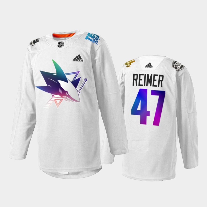 James Reimer San Jose Sharks Pride Night 2022 Jersey White #47 IsForEveryone