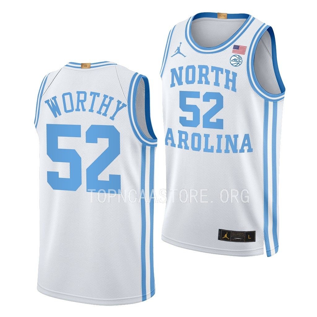 James Worthy North Carolina Tar Heels #52 White Throwback Jersey Elite