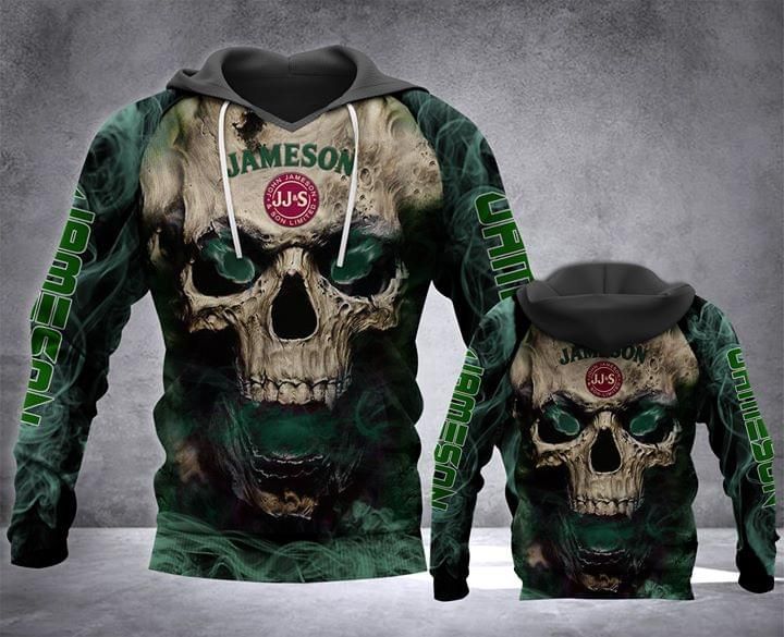 Jameson irish whiskey skull printed 3D Hoodie