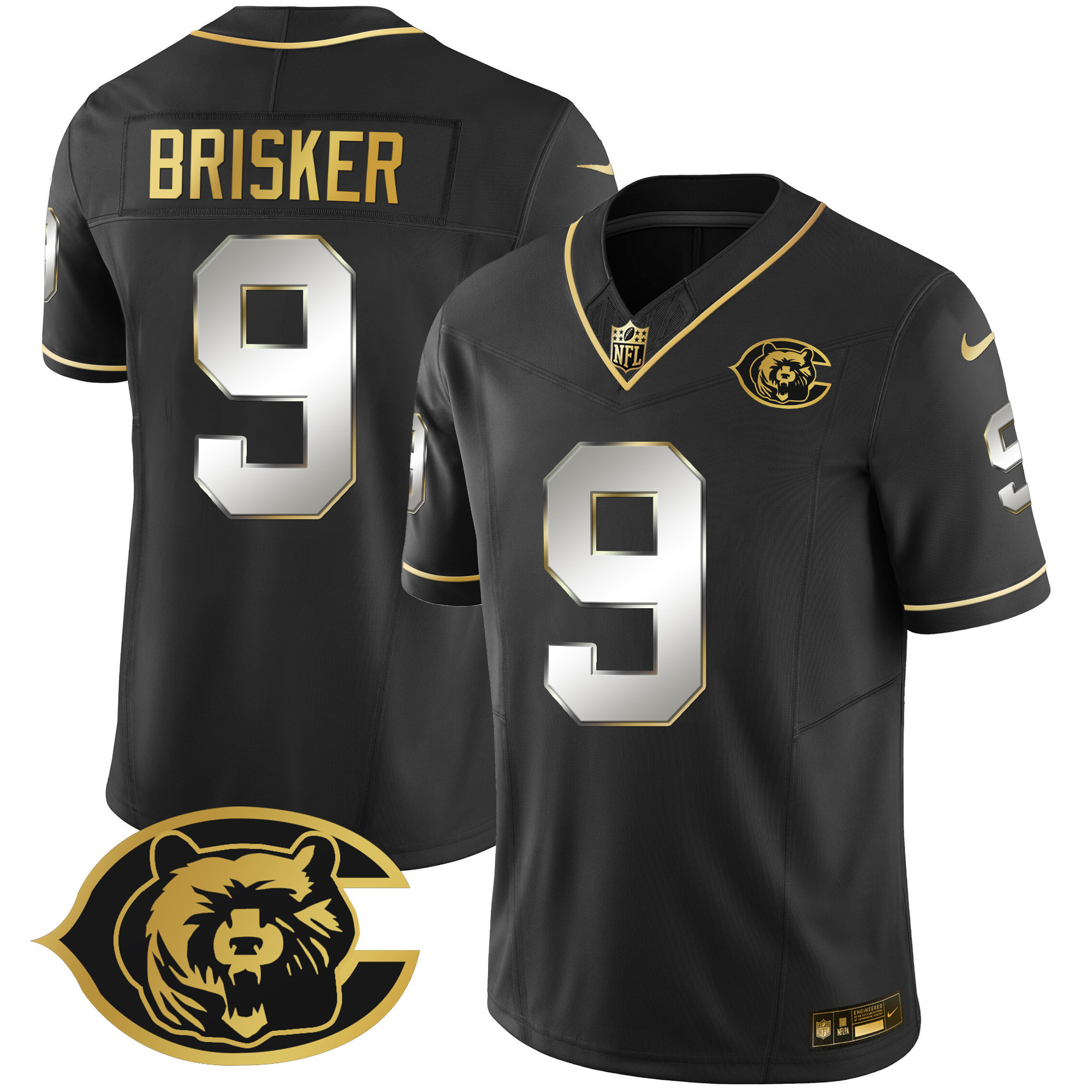 Jaquan Brisker Men's Chicago Bears Throwback Gold Vapor Black Limited Jersey - All Stitched 