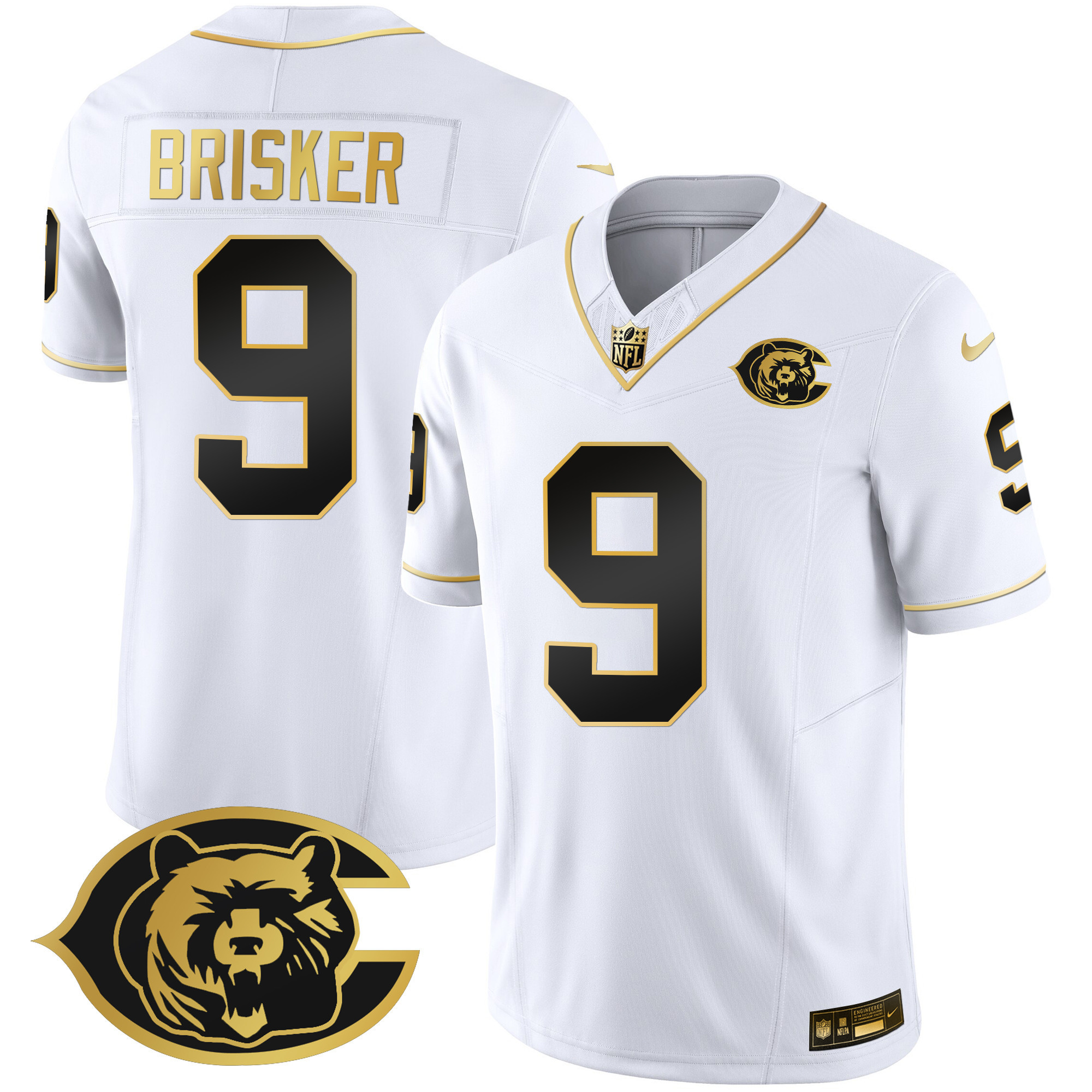 Jaquan Brisker Men's Chicago Bears Throwback Gold Vapor White Gold Jersey - All Stitched 