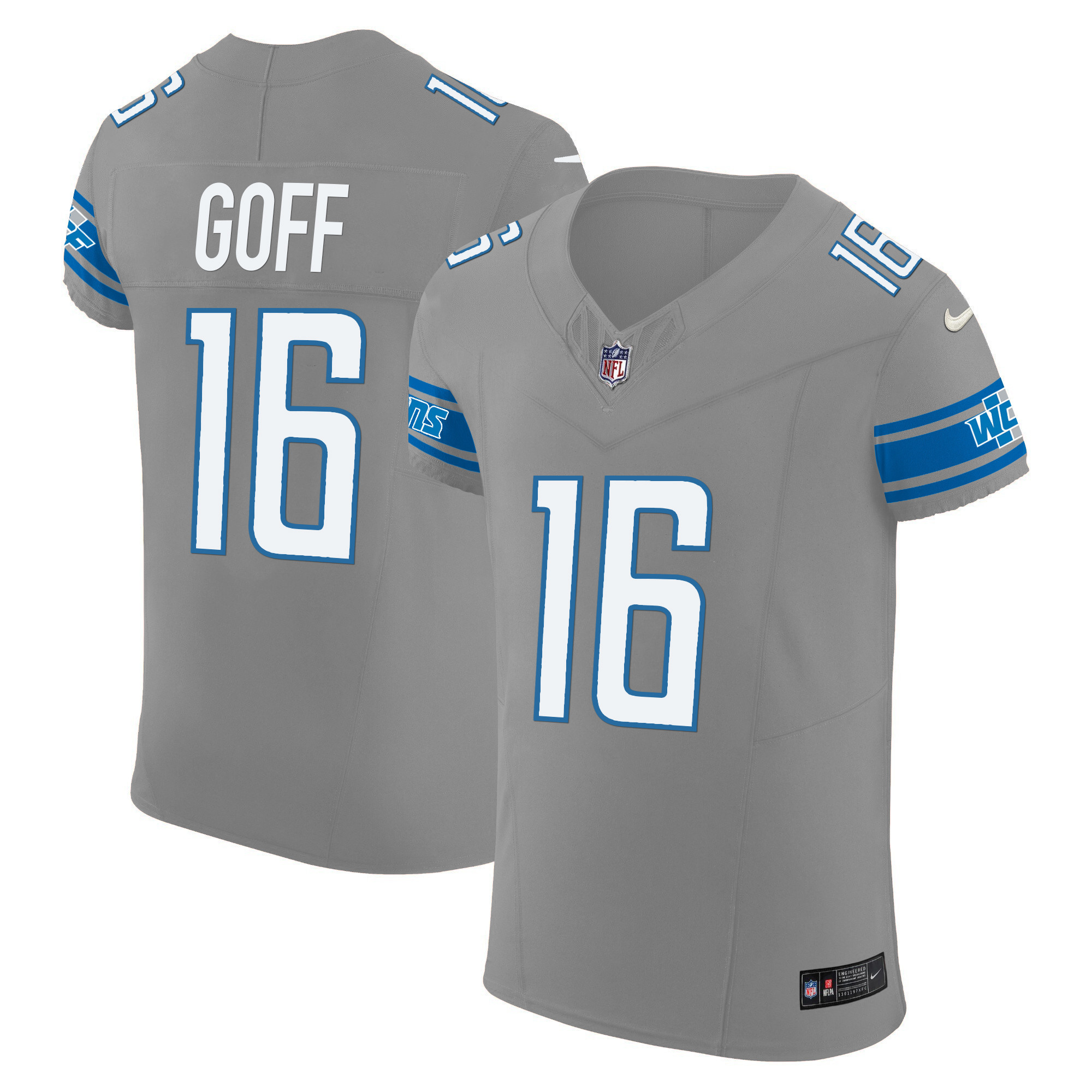 Jared Goff Men's Detroit Lions Vapor Elite Gray Jersey - All Stitched 