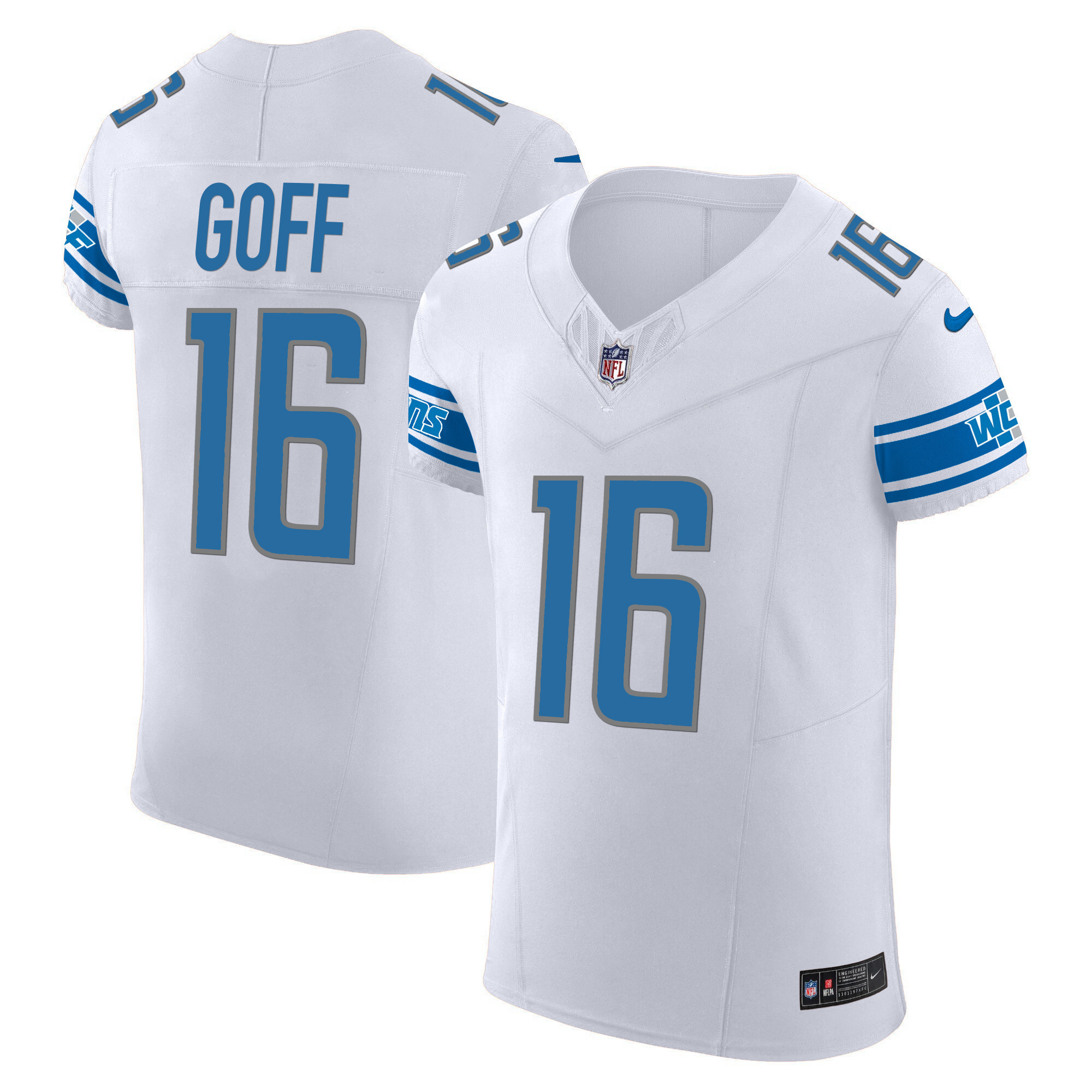 Jared Goff Men's Detroit Lions Vapor Elite White Jersey - All Stitched 