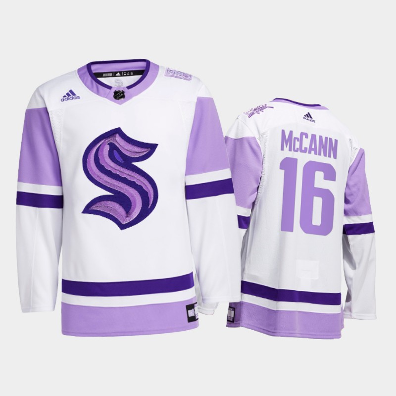 Jared McCann #16 Seattle Kraken 2021 FightsCancer White Special Jersey