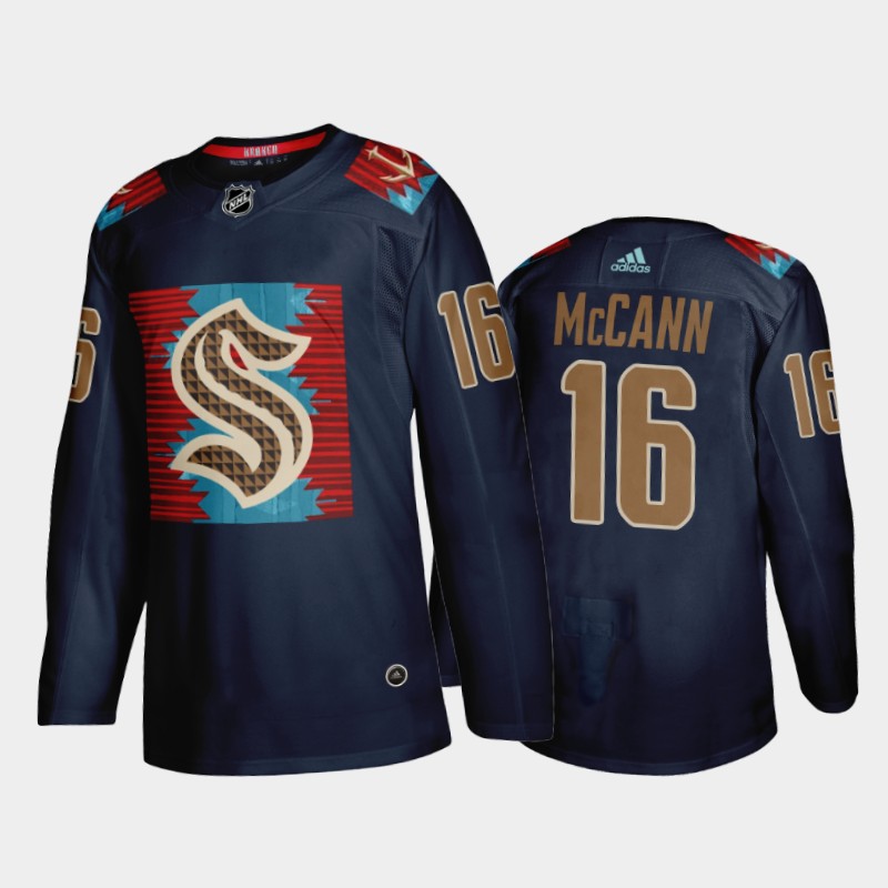 Jared McCann Seattle Kraken Karuk Art-inspired Jersey Blue #16 Indigenous Peoples Night