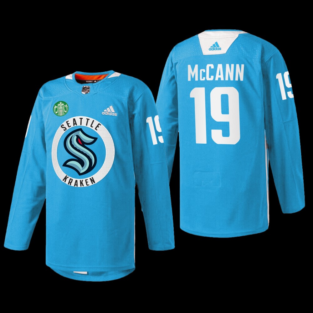 Jared McCann Seattle Kraken Practice Jersey Blue #19 Warmup