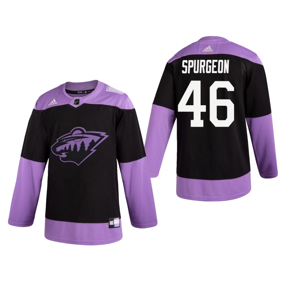 Jared Spurgeon #46 Minnesota Wild 2019 Fights Cancer Black Practice Jersey