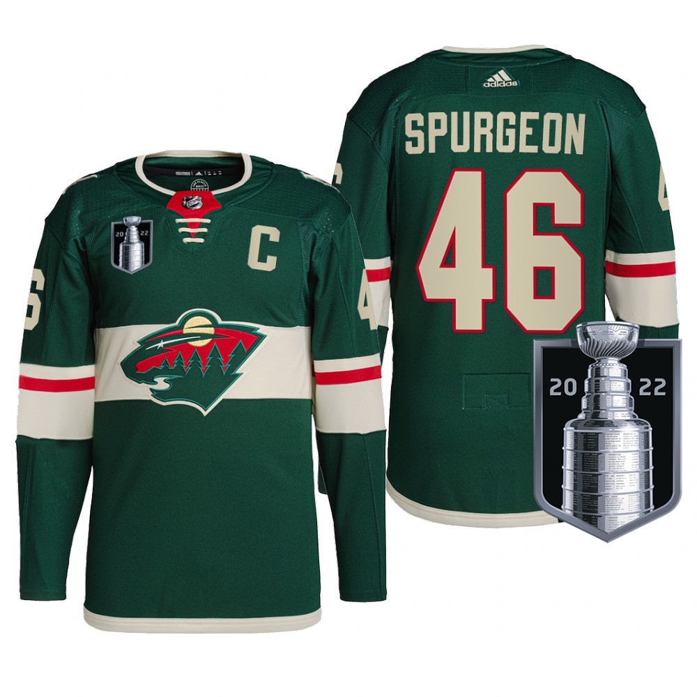 Jared Spurgeon Minnesota Wild 2022 Stanley Cup Playoffs Jersey Green #46 Pro Uniform