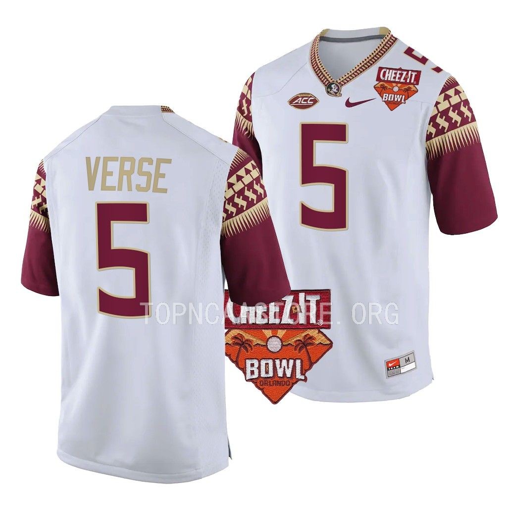 Jared Verse Florida State Seminoles 2022 Cheez-It Bowl White Men College 5 Jersey