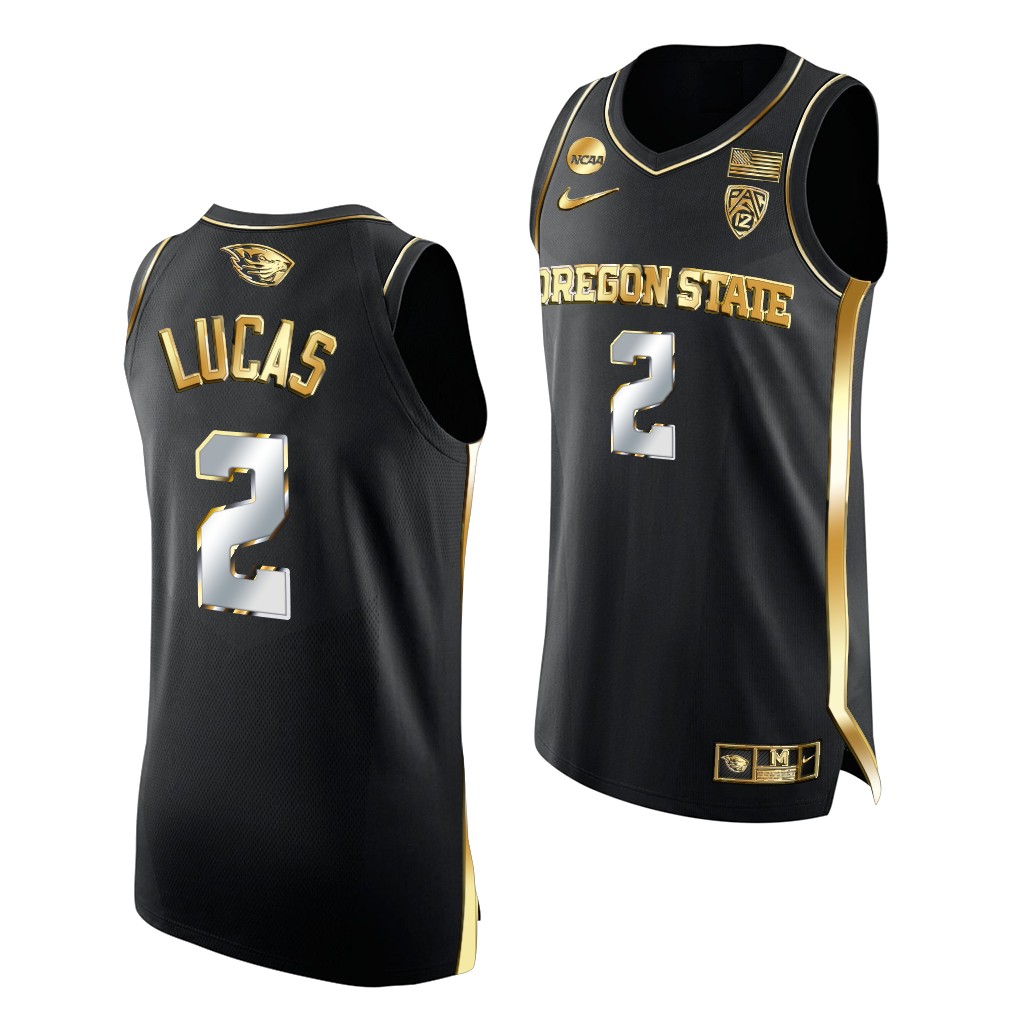 Jarod Lucas Oregon State Beavers 2021 March Madness Elite 8 Black Golden Jersey
