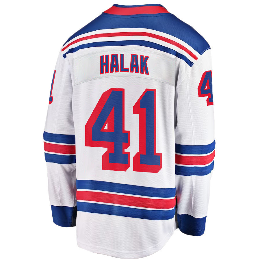Jaroslav Halak 41 New York Rangers Stanley Cup 2023 Playoffs Patch Away Breakaway Men Stitched Jersey – White