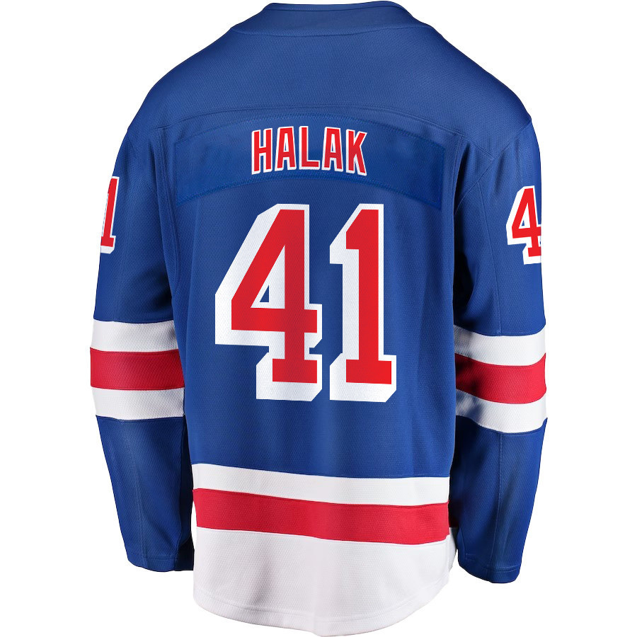 Jaroslav Halak 41 New York Rangers Stanley Cup 2023 Playoffs Patch Home Breakaway Men Stitched Jersey – Blue
