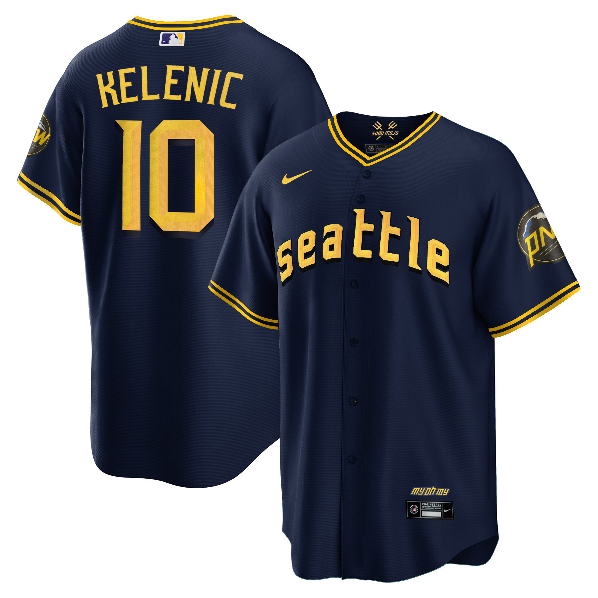 Jarred Kelenic Men's Seattle Mariners 2023 City Connect Collection Cool Navy Jersey - All Stitched