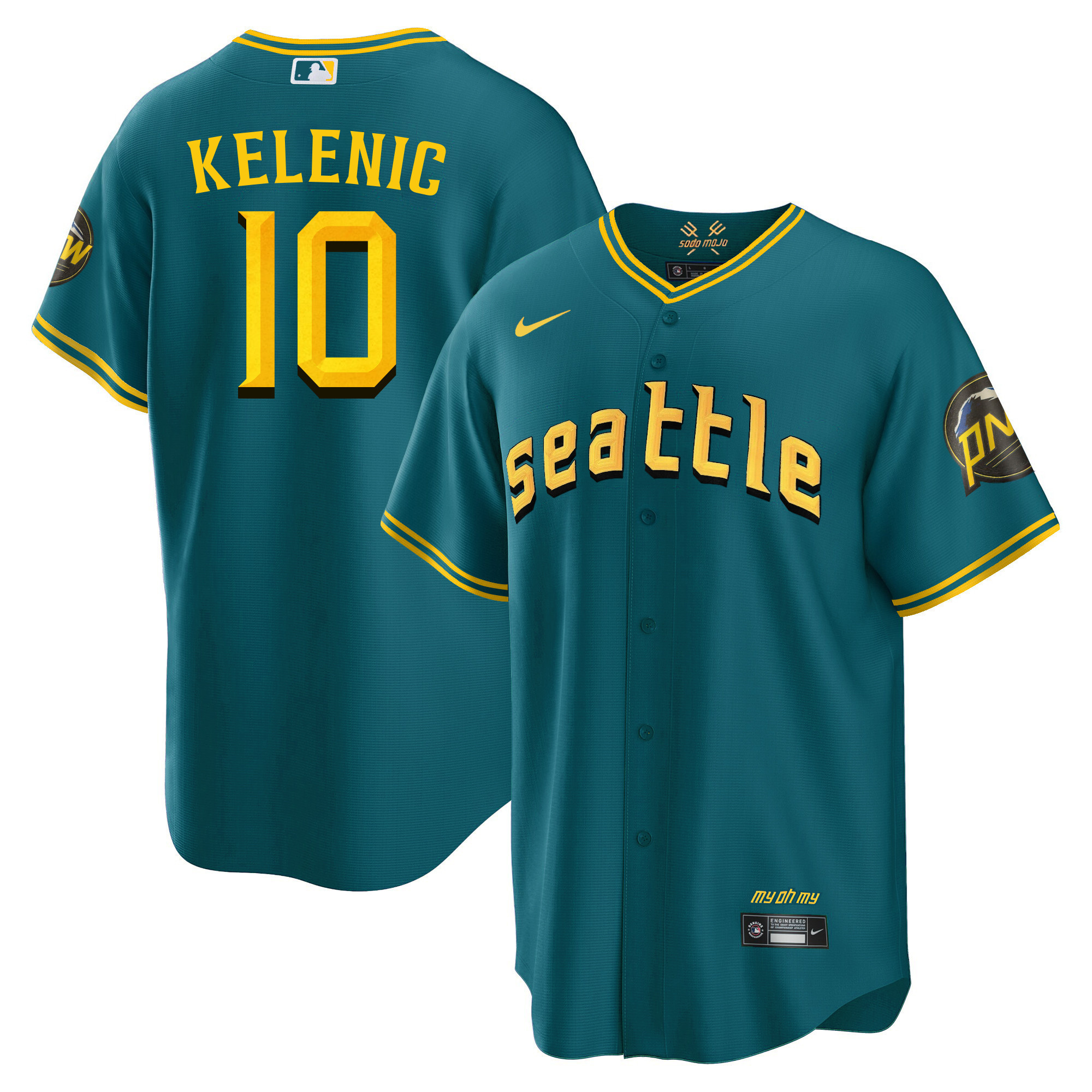 Jarred Kelenic Men's Seattle Mariners 2023 City Connect Fan Made Collection Cool Aqua Jersey - All Stitched