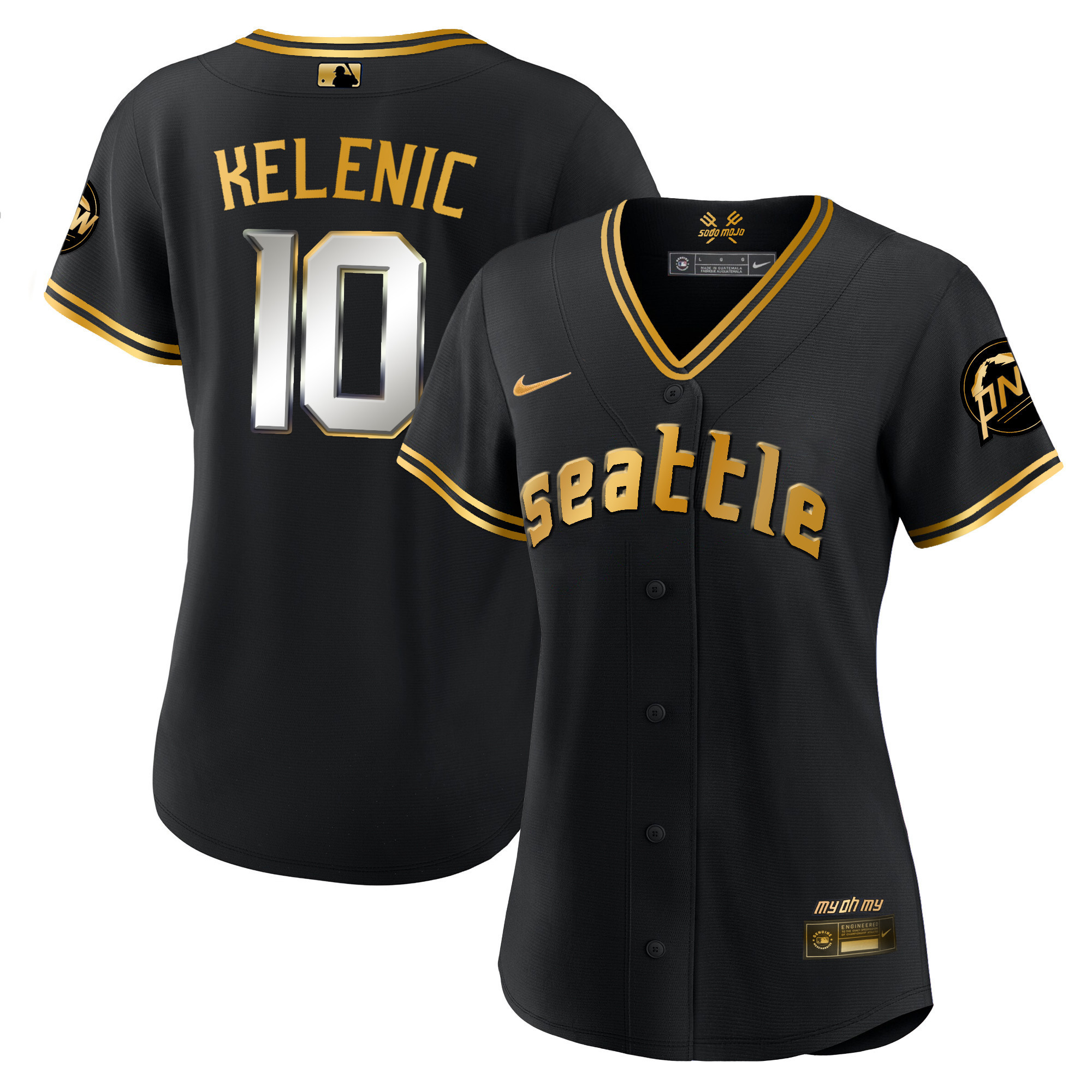Jarred Kelenic Women's Seattle Mariners 2023 City Connect Gold Black Gold Jersey - All Stitched