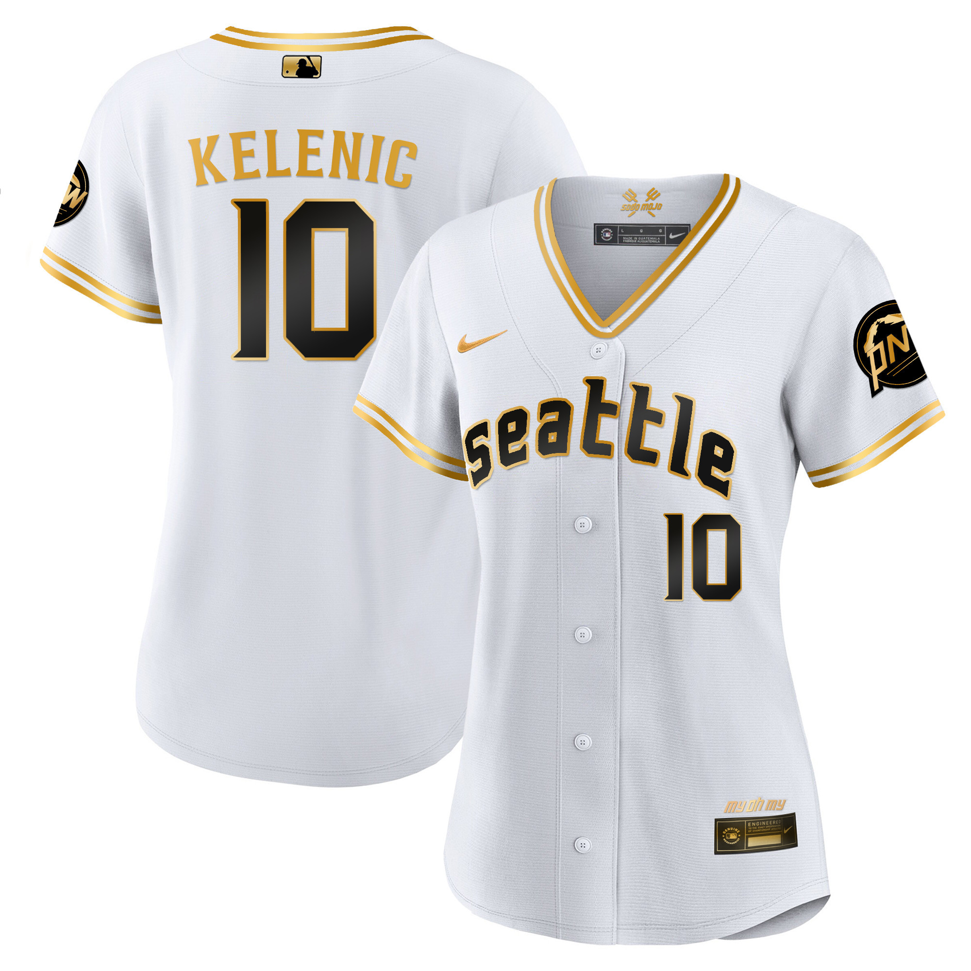 Jarred Kelenic Women's Seattle Mariners 2023 City Connect Gold Fan Made White Gold Jersey - All Stitched