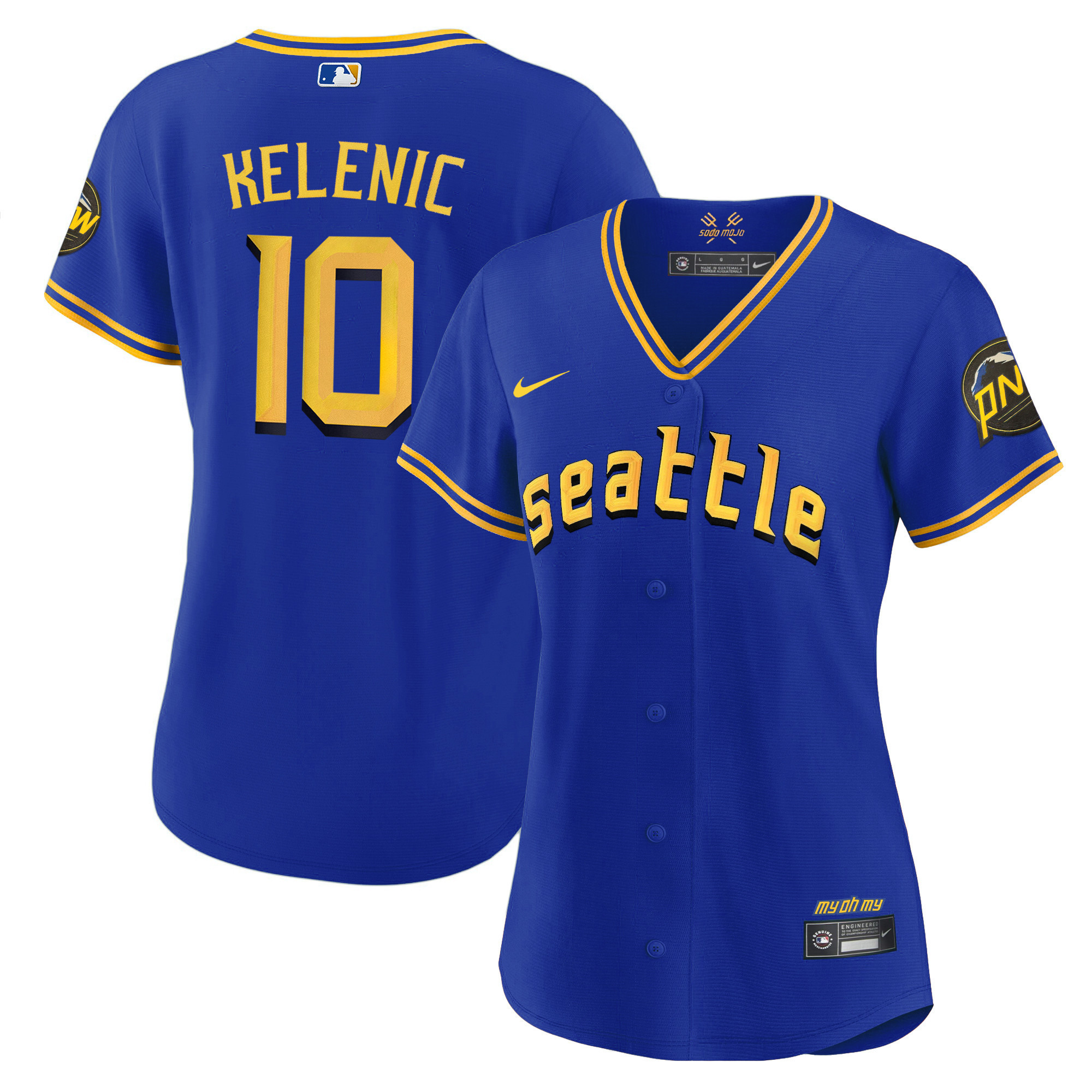 Jarred Kelenic Women's Seattle Mariners 2023 City Connect Gold Royal Jersey - All Stitched