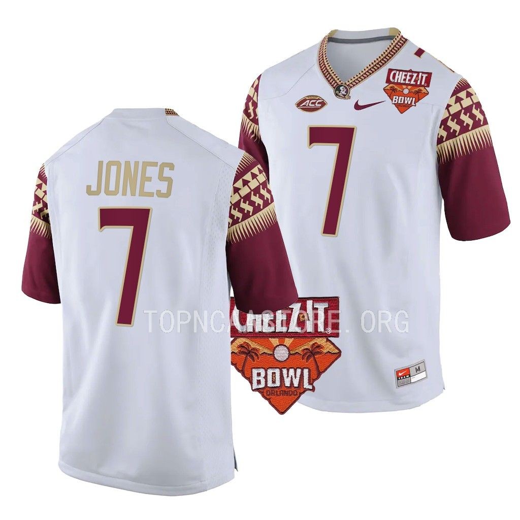 Jarrian Jones Florida State Seminoles 2022 Cheez-It Bowl White Men College 7 Jersey