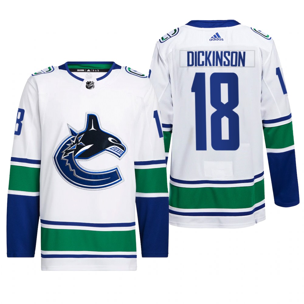 Jason Dickinson Vancouver Canucks Away Jersey 2022 White #18 Primegreen Pro Uniform