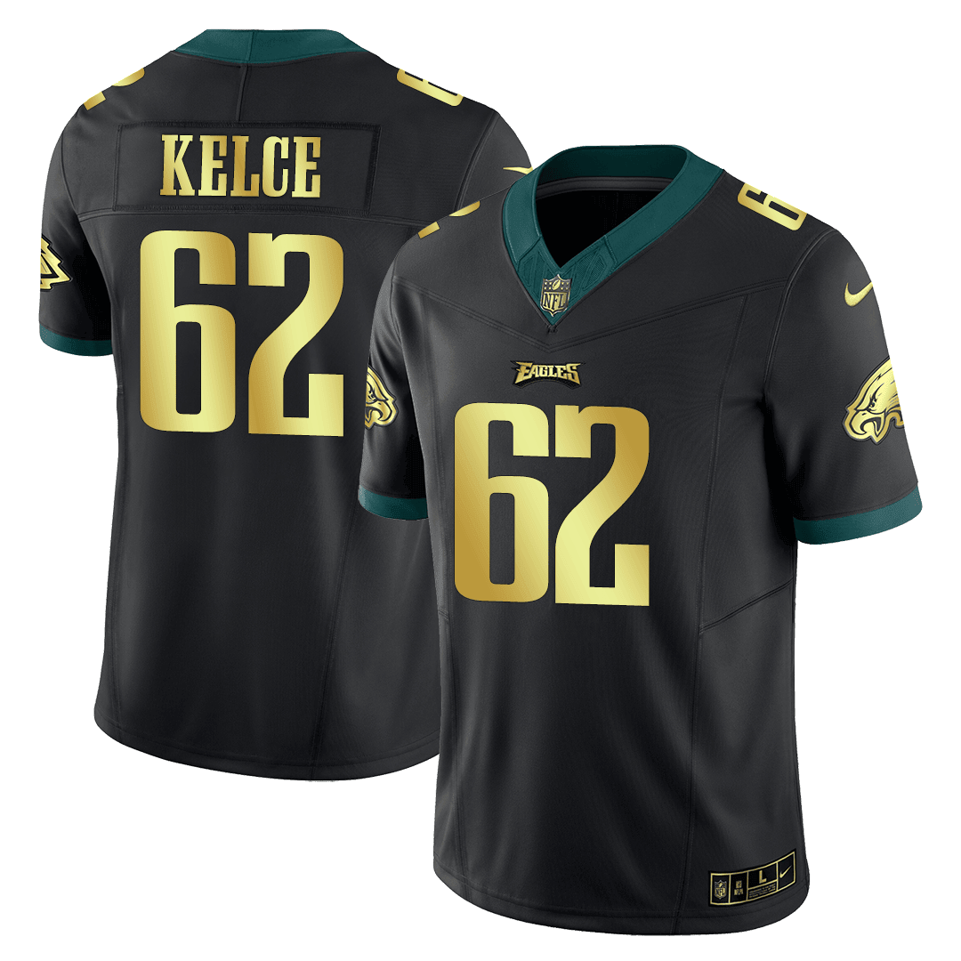 Jason Kelce Men�s Philadelphia Eagles Kobe Bryant Black Gold Black Gold Trim Jersey - All Stitched