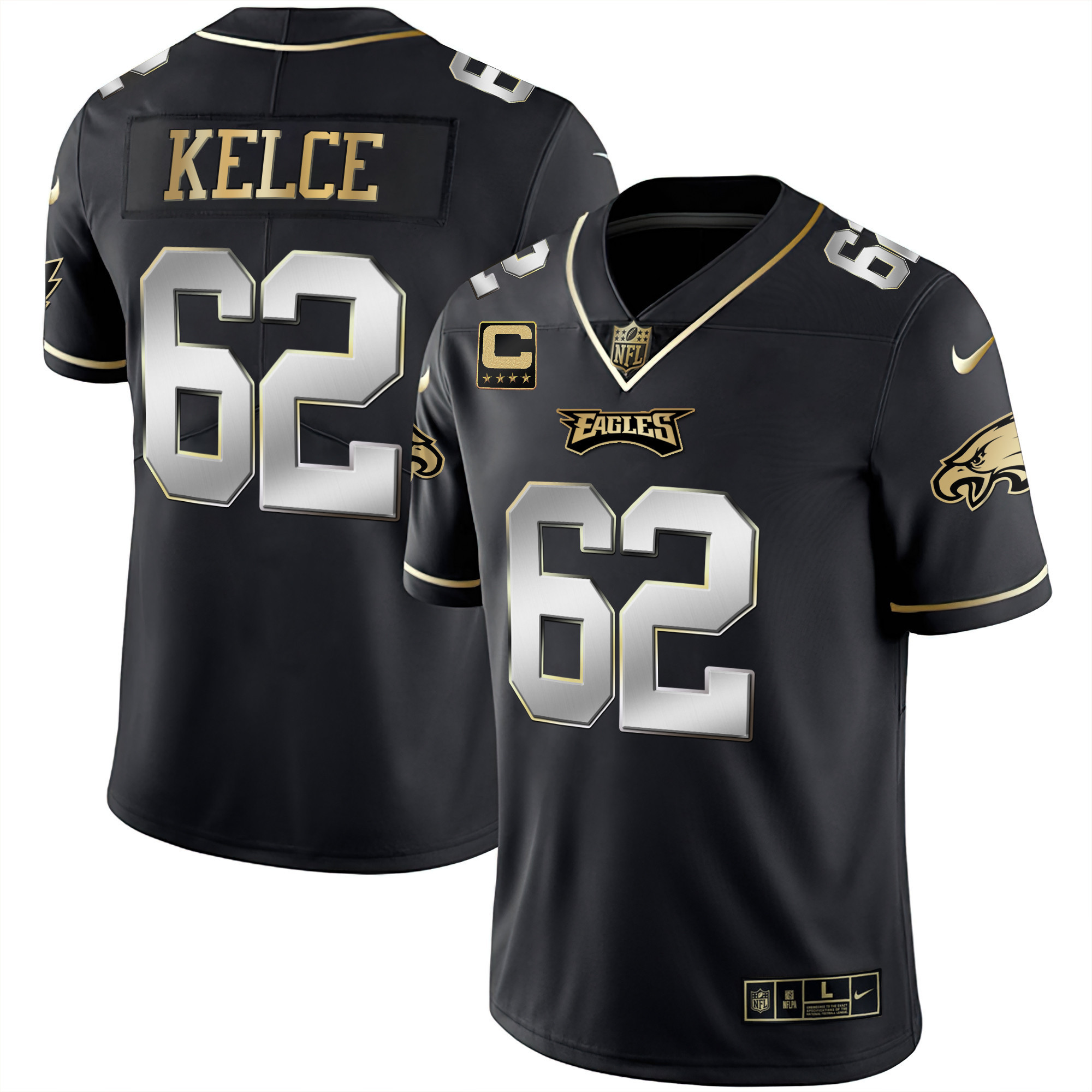 Jason Kelce Men's Philadelphia Eagles Black Silver Limited Jersey - All Stitched