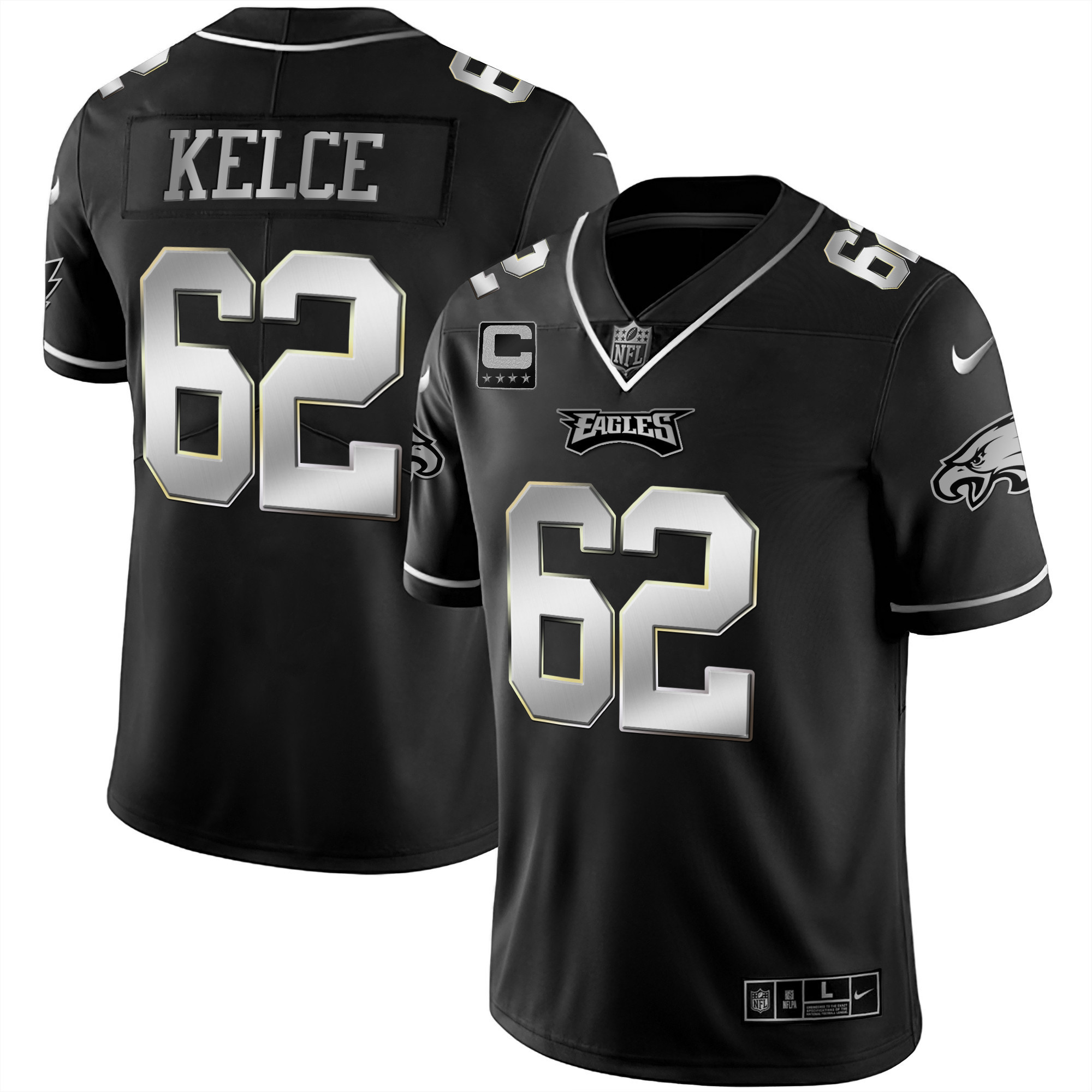 Jason Kelce Men's Philadelphia Eagles Black Silver Limited Jersey - All Stitched