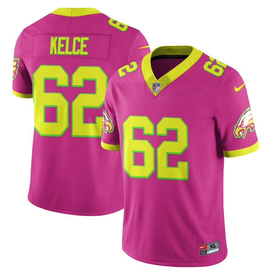Jason Kelce Men's Philadelphia Eagles City Edition Vapor Limited V2 Pink Jersey - All Stitched