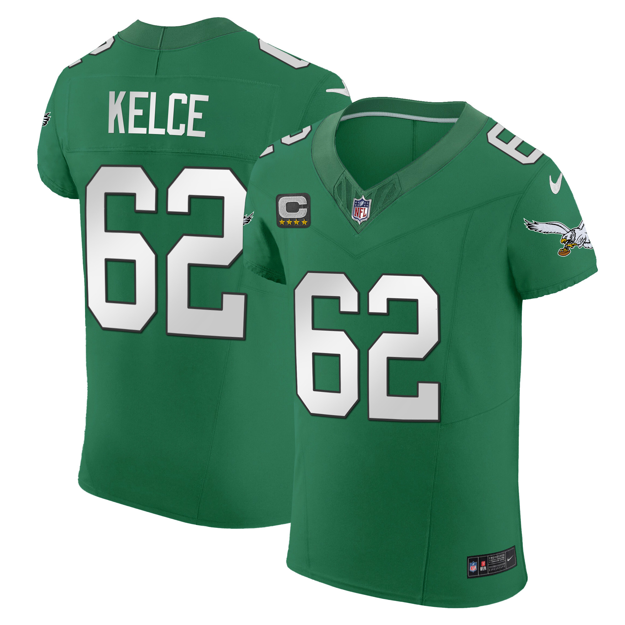 Jason Kelce Men's Philadelphia Eagles Kelly Green Vapor Elite Jersey - All Stitched