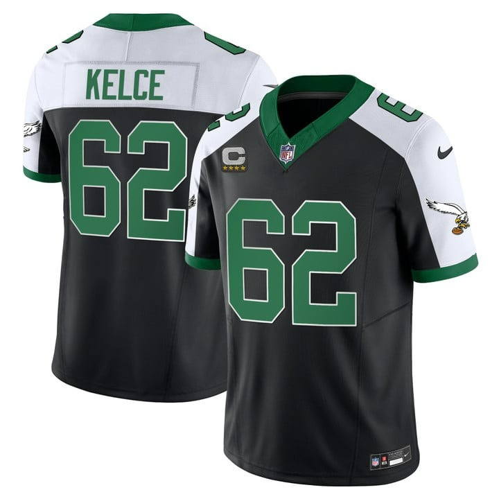 Jason Kelce Men's Philadelphia Eagles Kelly Green Vapor Limited V2 Black Alternate Jersey - All Stitched