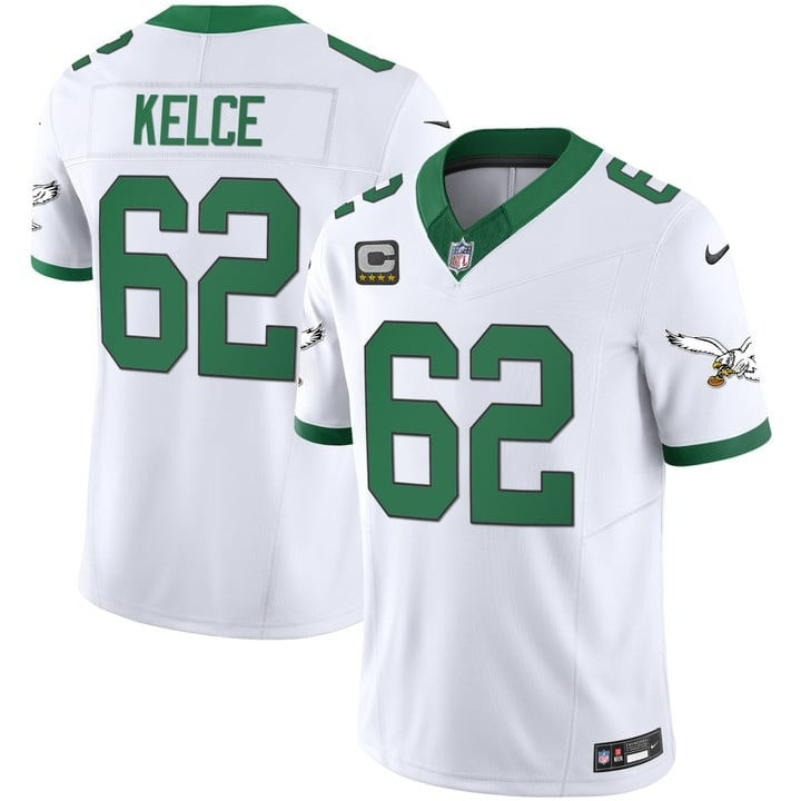 Jason Kelce Men's Philadelphia Eagles Kelly Green Vapor Limited V2 Kelly White Jersey - All Stitched