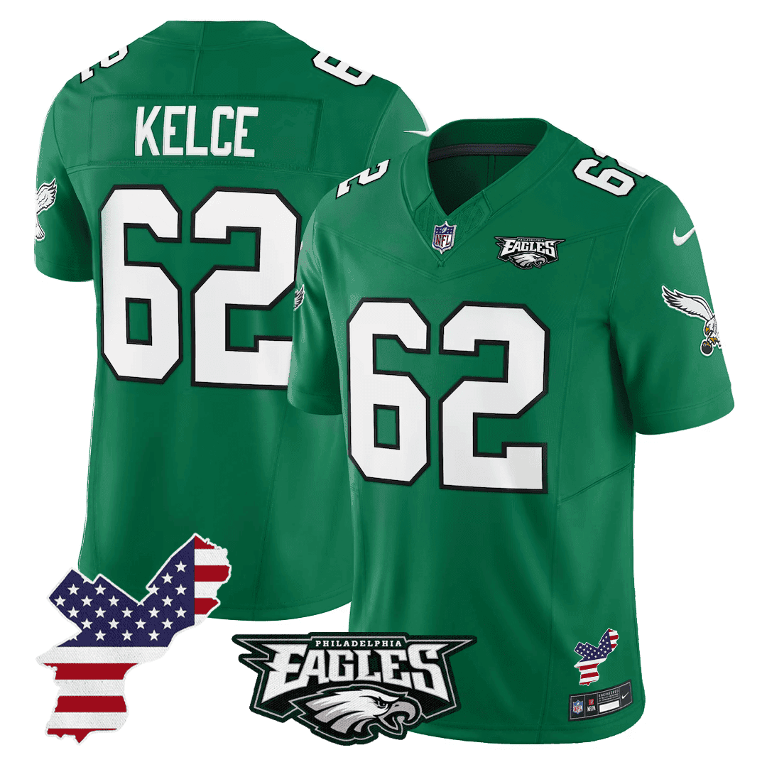 Jason Kelce Men's Philadelphia Eagles Philadelphia Patch Green Jersey - All Stitched