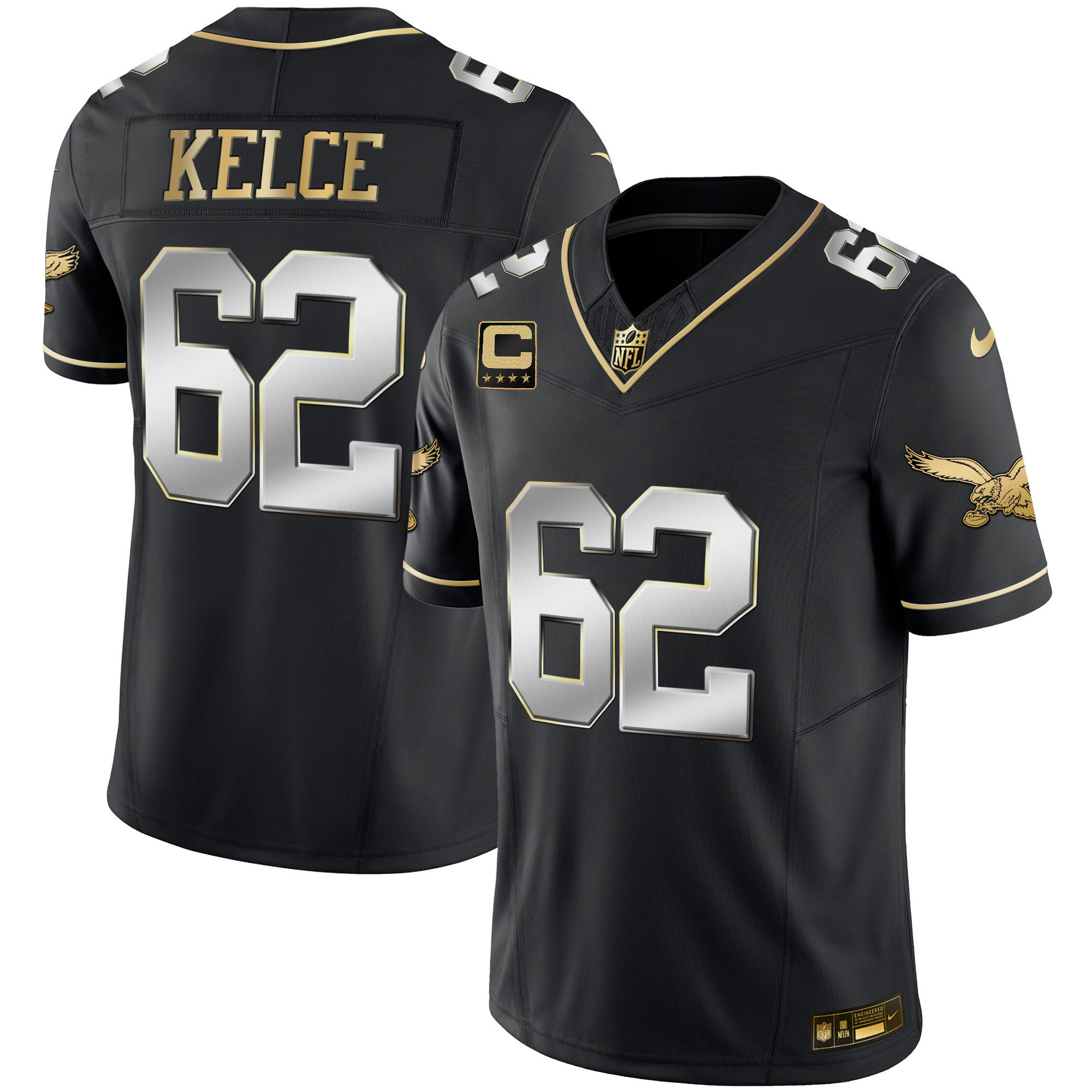 Jason Kelce Men's Philadelphia Eagles Throwback Kelly Vapor Limited Black Limited Jersey - All Stitched