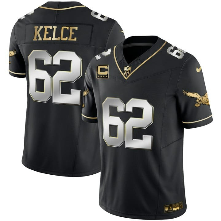 Jason Kelce Men's Philadelphia Eagles Throwback Kelly Vapor Limited V2 Black Limited Jersey - All Stitched