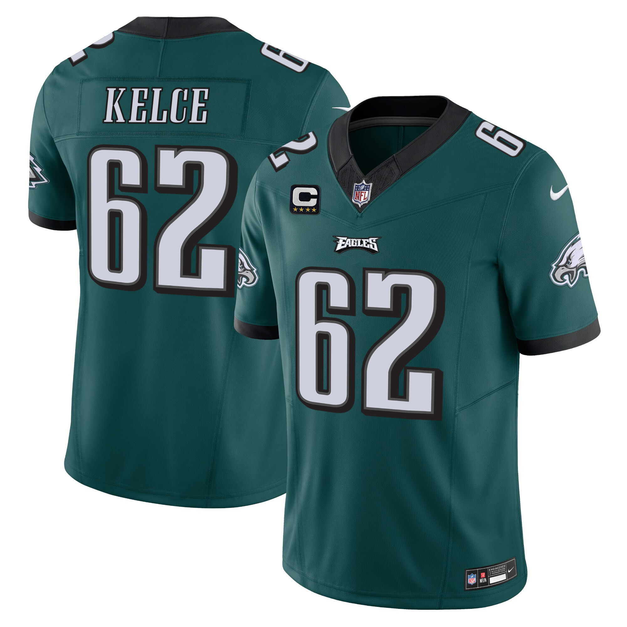 Jason Kelce Men's Philadelphia Eagles Vapor Limited V2 Midnight Green Jersey - All Stitched